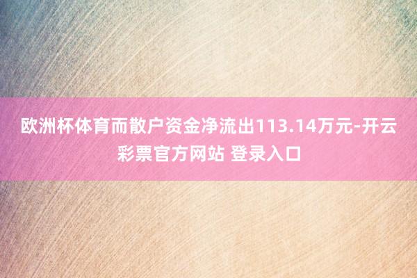 欧洲杯体育而散户资金净流出113.14万元-开云彩票官方网站 登录入口