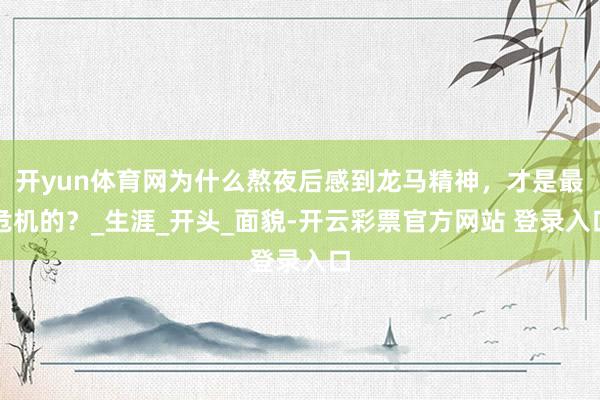 开yun体育网为什么熬夜后感到龙马精神，才是最危机的？_生涯