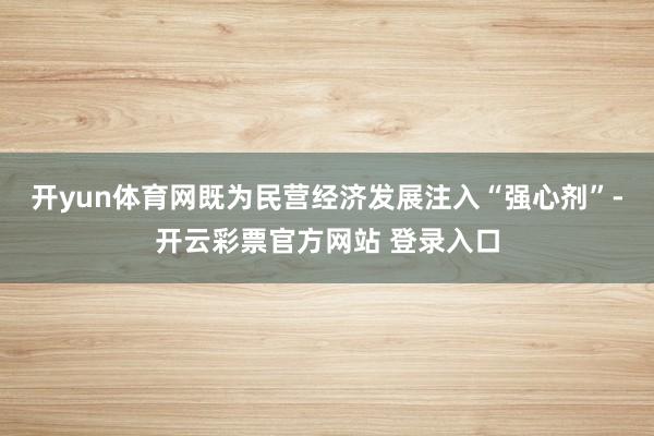 开yun体育网既为民营经济发展注入“强心剂”-开云彩票官方网