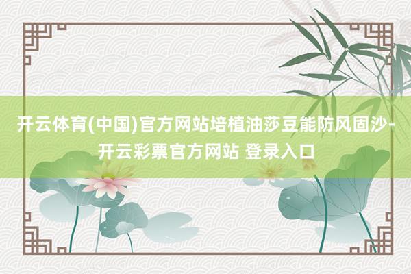 开云体育(中国)官方网站培植油莎豆能防风固沙-开云彩票官方网 开云体育(中国)官方网站培植油莎豆能防风固沙-开云彩票官方网