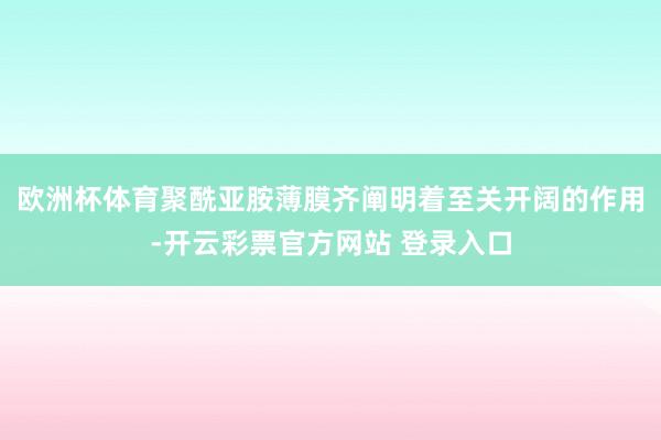 欧洲杯体育聚酰亚胺薄膜齐阐明着至关开阔的作用-开云彩票官方网