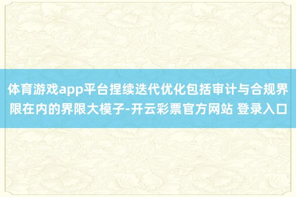 体育游戏app平台捏续迭代优化包括审计与合规界限在内的界限大